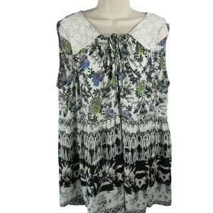 New Direction Curvy 3X  floral lace sleeveless blouse‎ black white purple green